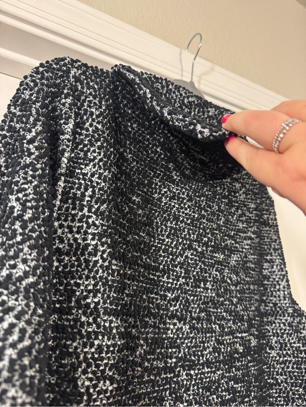 Calvin Klein Black & White Marled Funnel Neck Sweater with Snap Detail - Picture 12 of 13